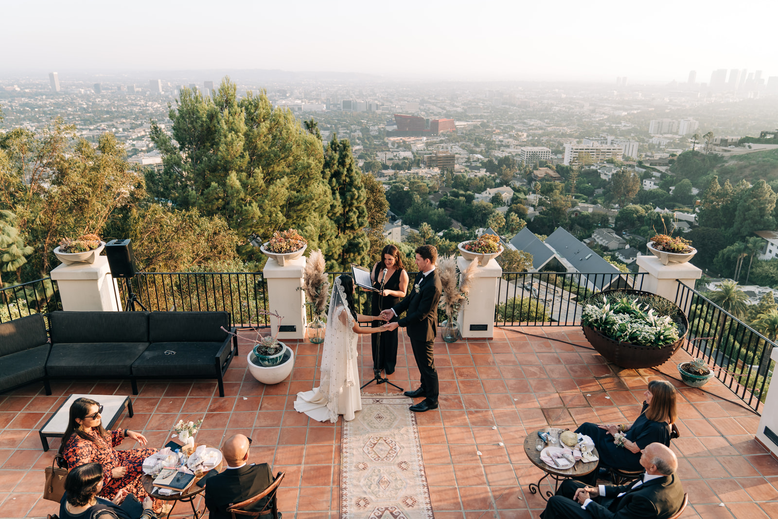 Airbnb wedding ceremony on balcony