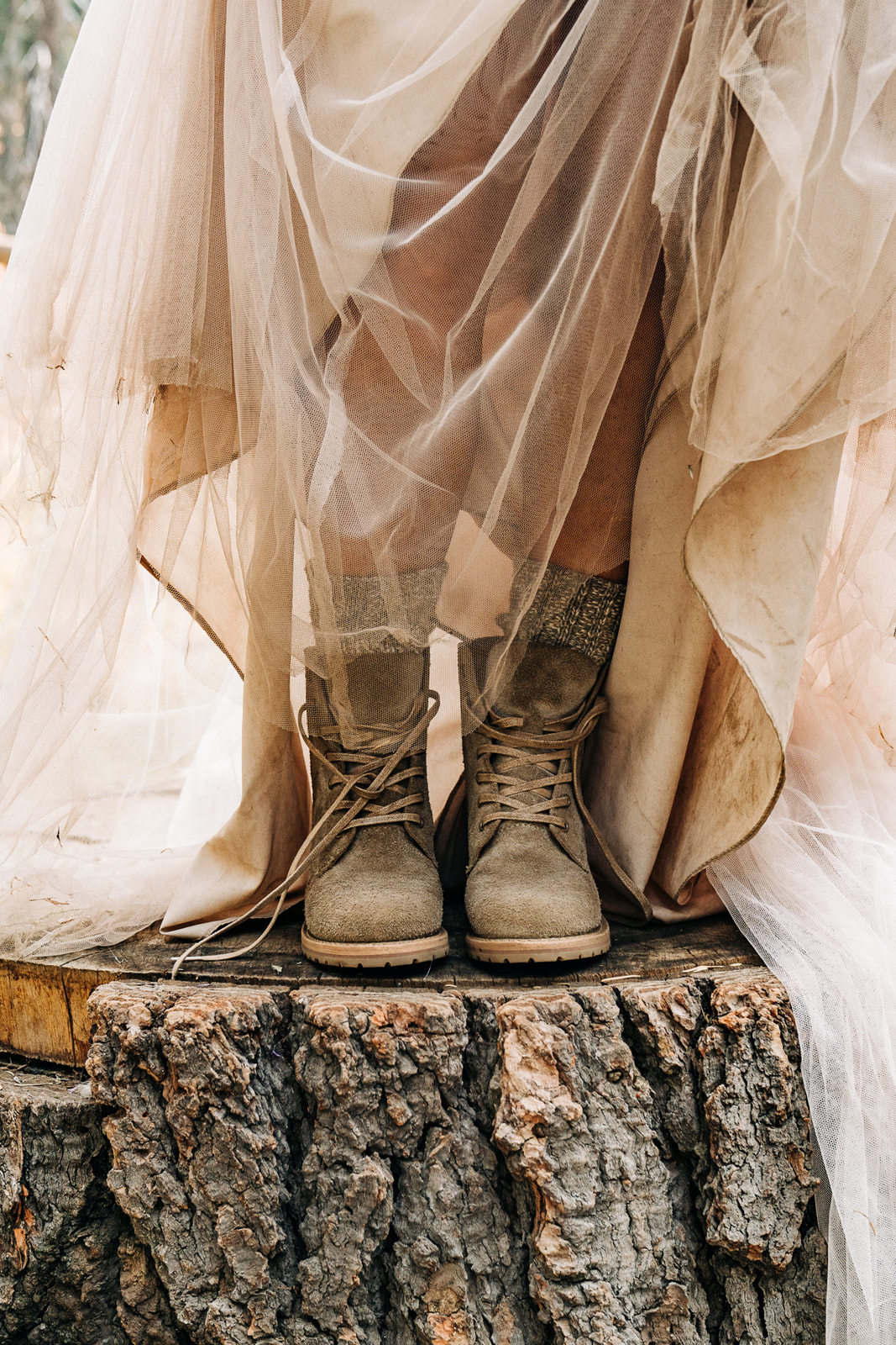 Bridal boots for adventure elopement